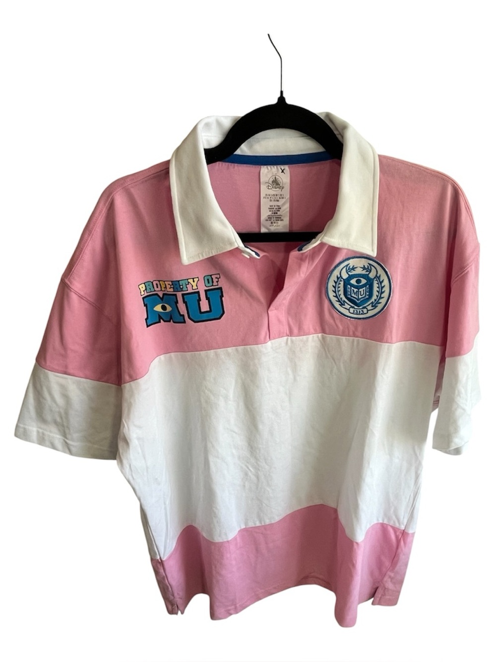 Disney Parks Monsters University Pink/White Rugby Polo Unisex Size Small